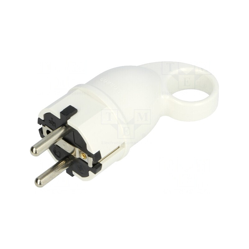 Conector de alimentare AC tată 2P PE 250VAC 16A Alb | Electronic-mag.ro | Componente Electronice