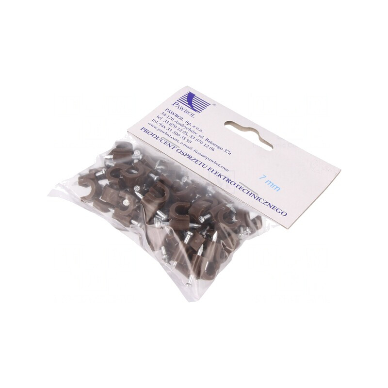 Suport cablu rotund maro 7mm 50buc cu cui | Electronic-mag.ro | Componente Electronice Suport cablu rotund maro 7mm 50buc cu cui | Electronic-mag.ro | Componente Electronice