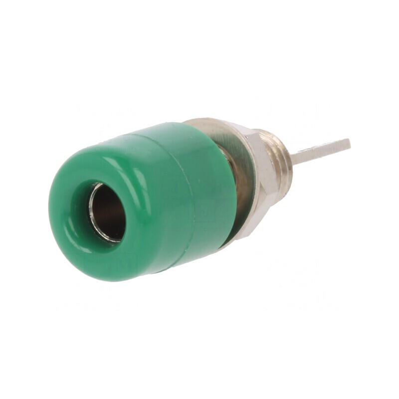 Soclu Banană 4mm Verde Panou 32A 33VAC 70VDC | Electronic-mag.ro | Componente Electronice