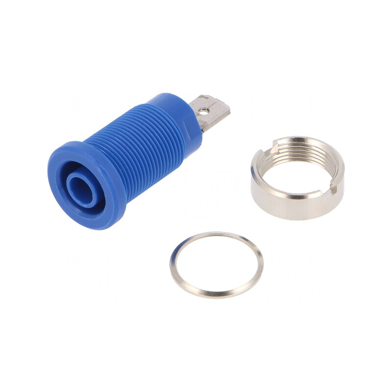 Soclu Banană 4mm 24A Albastru Nichelat Pe Panou | Electronic-mag.ro | Componente Electronice