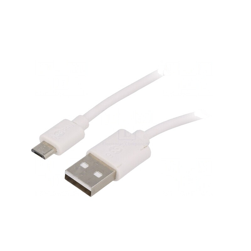 Cablu USB 2.0 A la Micro B 1m Alb | Electronic-mag.ro | Componente Electronice