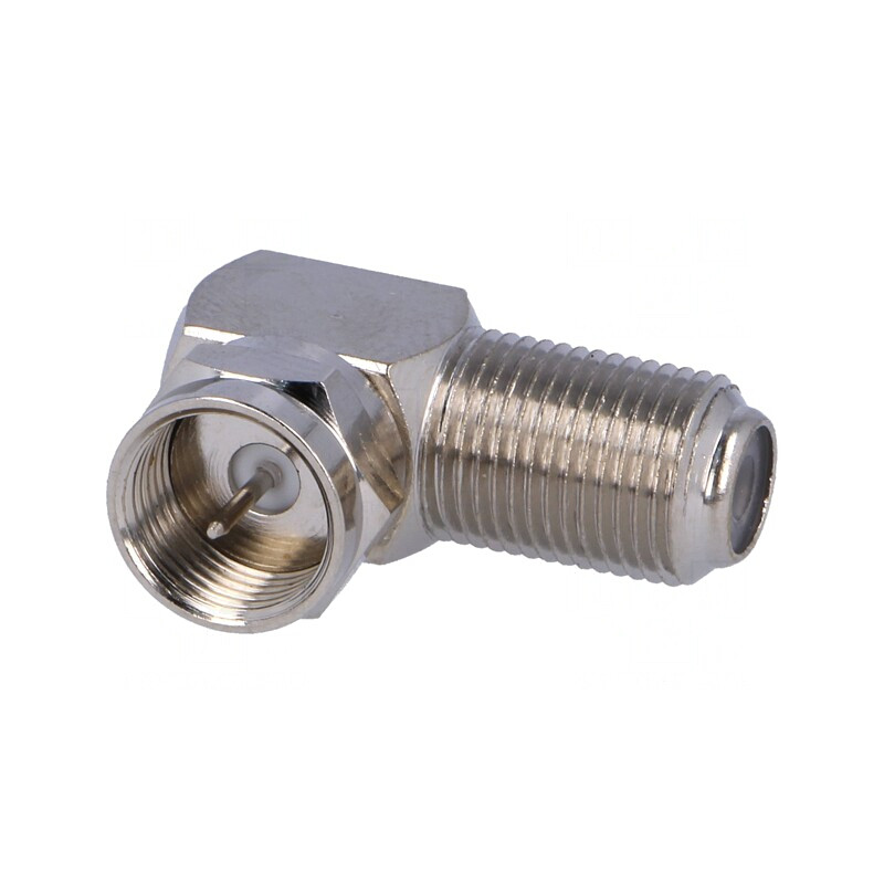 Adaptor F soclu-mufă unghi 90° 75Ω 1GHz | Electronic-mag.ro | Componente Electronice