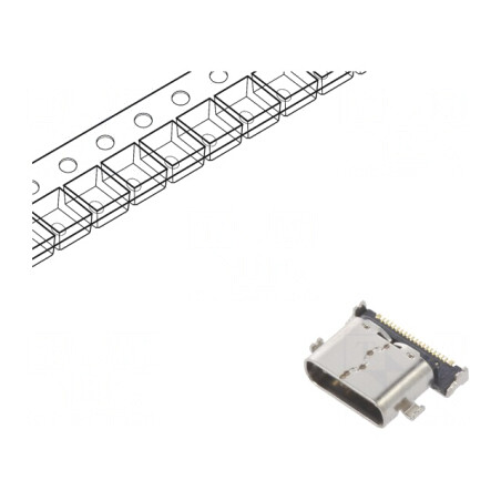 Soclu USB C pentru PCB SMT USB 3.0 Orizontal 24 PIN | Electronic-mag.ro | Componente Electronice