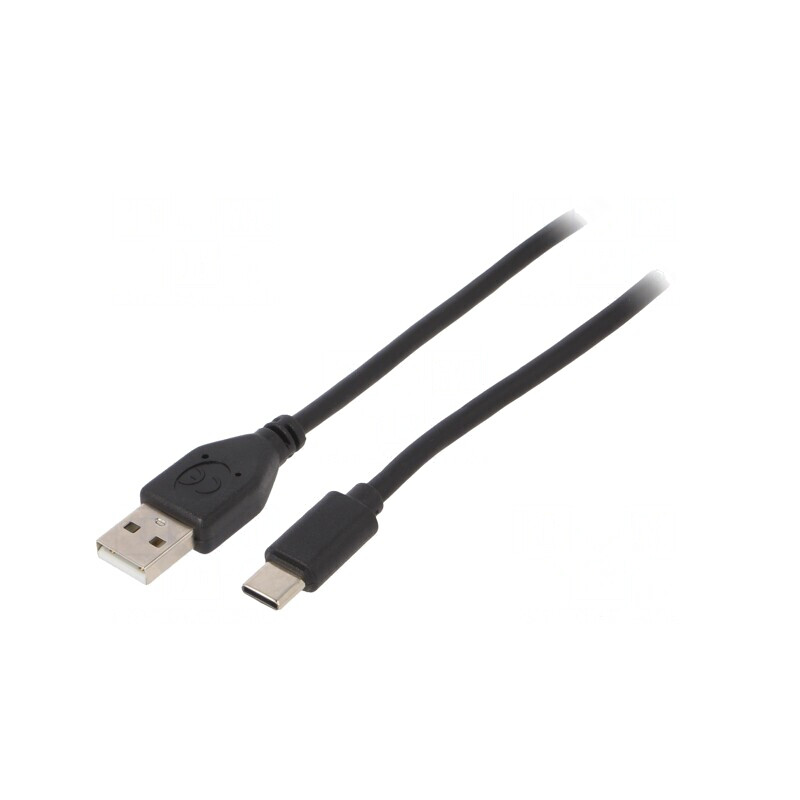 Cablu USB 2.0 A la USB C Aurit 1,8m Negru PVC | Electronic-mag.ro | Componente Electronice