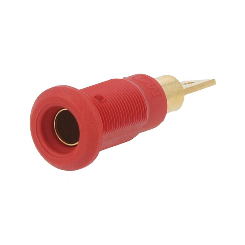 Soclu banană 4mm 25A roșu aurit 30mm | Electronic-mag.ro | Componente Electronice