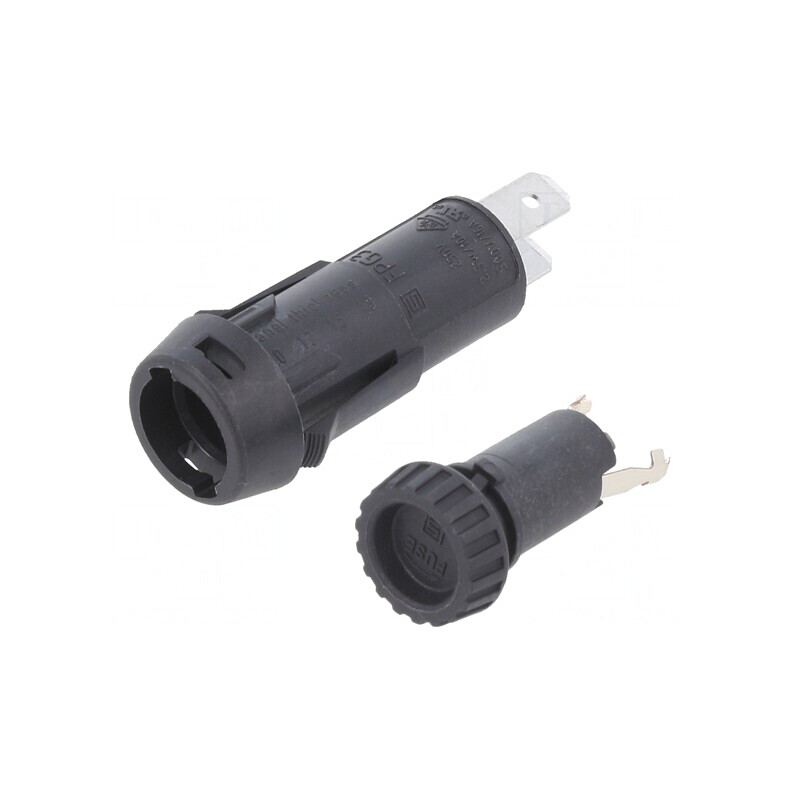Clemă Siguranțe 10A 250VAC Panou Neagră 5x20mm | Electronic-mag.ro | Componente Electronice