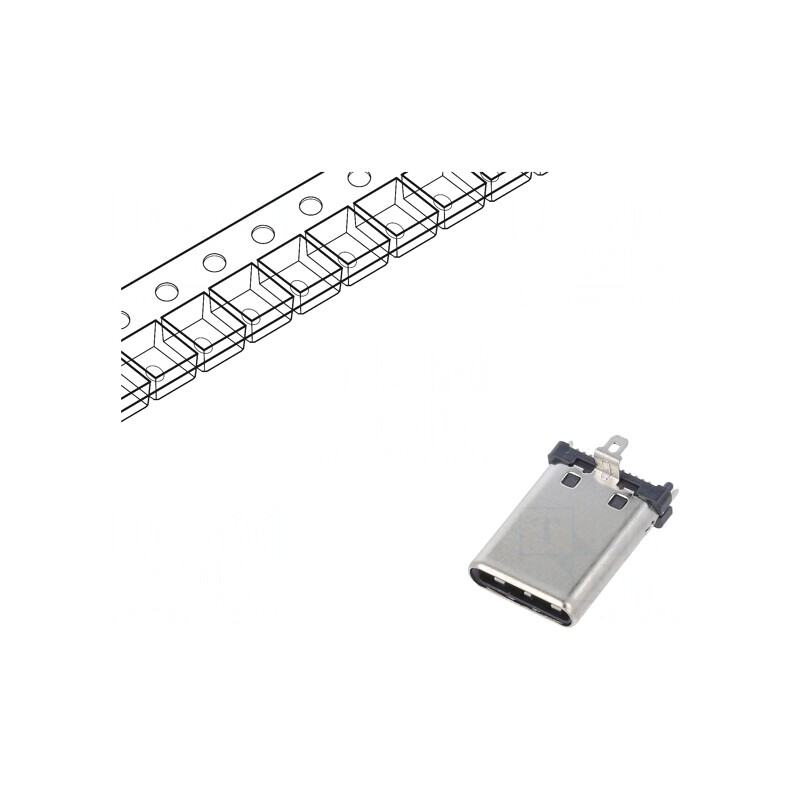 Mufă USB C SMT Verticală USB 3.2 5A | Electronic-mag.ro | Componente Electronice