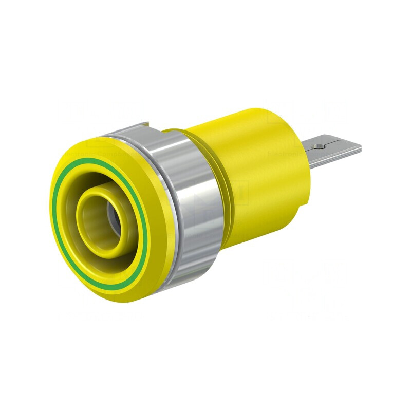 Soclu Banană 4mm Galben-Verde 24A 1kV | Electronic-mag.ro | Componente Electronice