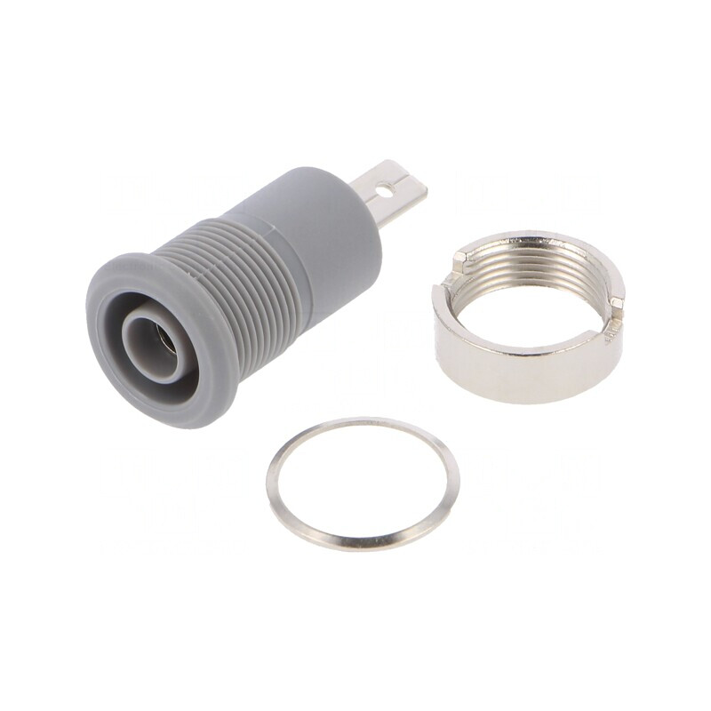 Soclu Banană 4mm Gri Nichelat 24A 1kV | Electronic-mag.ro | Componente Electronice
