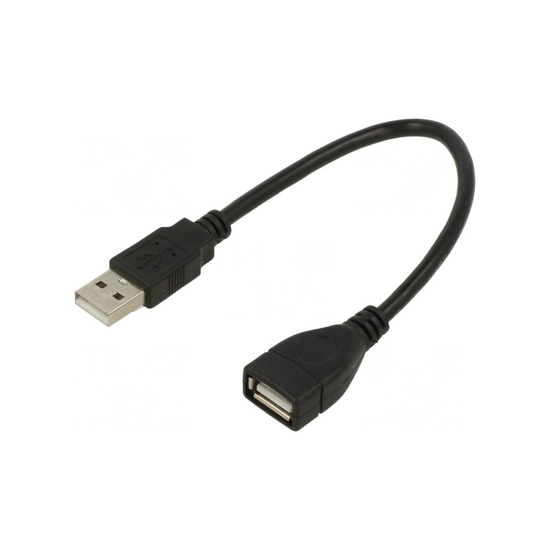 Cablu USB 2.0 A-A 0,15m Negru | Electronic-mag.ro | Componente Electronice