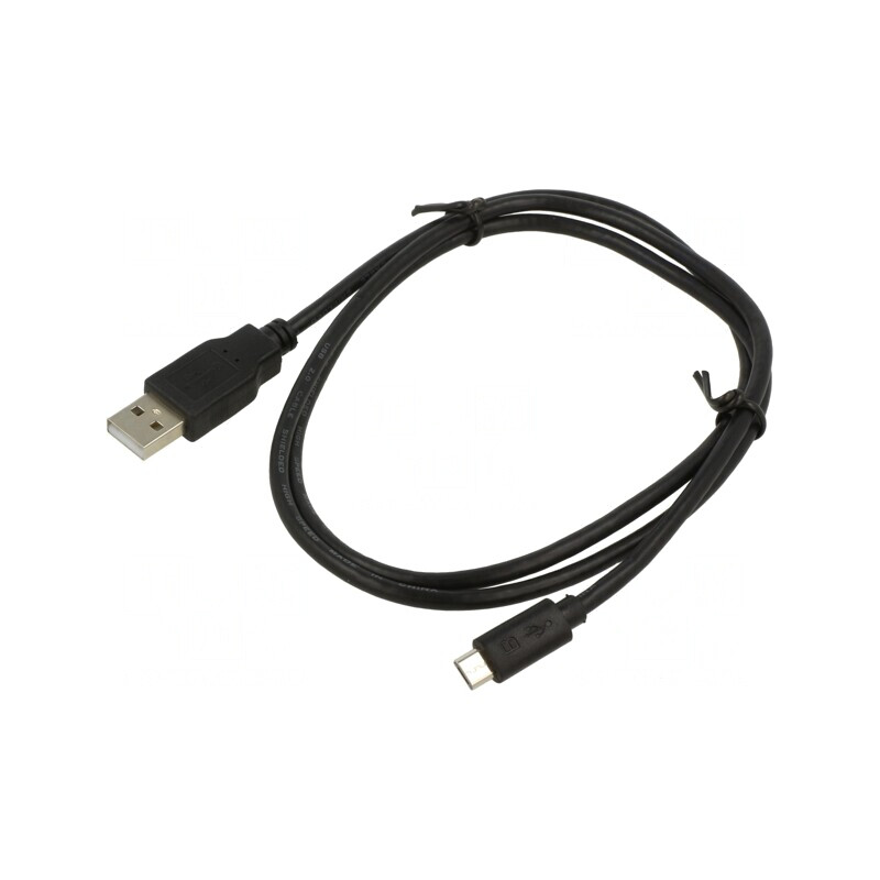 Cablu USB 2.0 A la Micro B 1m Negru | Electronic-mag.ro | Componente Electronice