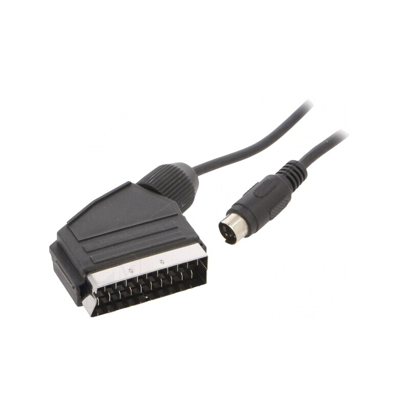 Cablu DIN mini 4pin la SCART 1,8m negru | Electronic-mag.ro | Componente Electronice