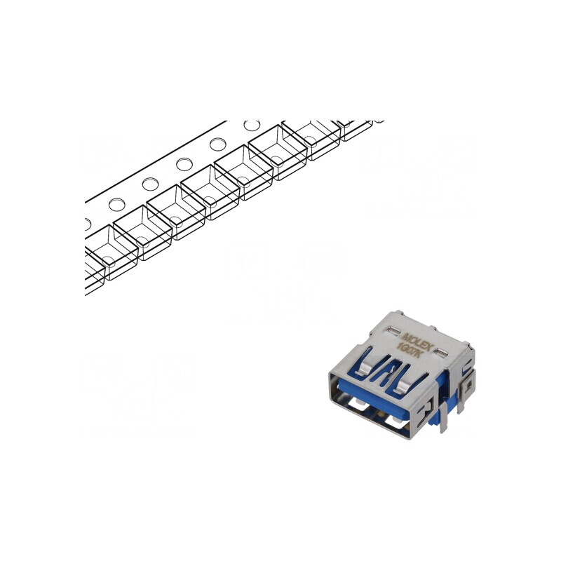 Soclu USB 3.0 A PCB THT 90° Aurit | Electronic-mag.ro | Componente Electronice
