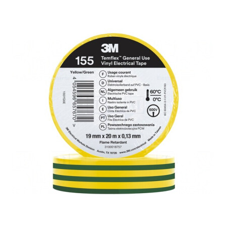 Bandă Electroizolantă Galben-Verde 19mm x 20m | Electronic-mag.ro | Componente Electronice