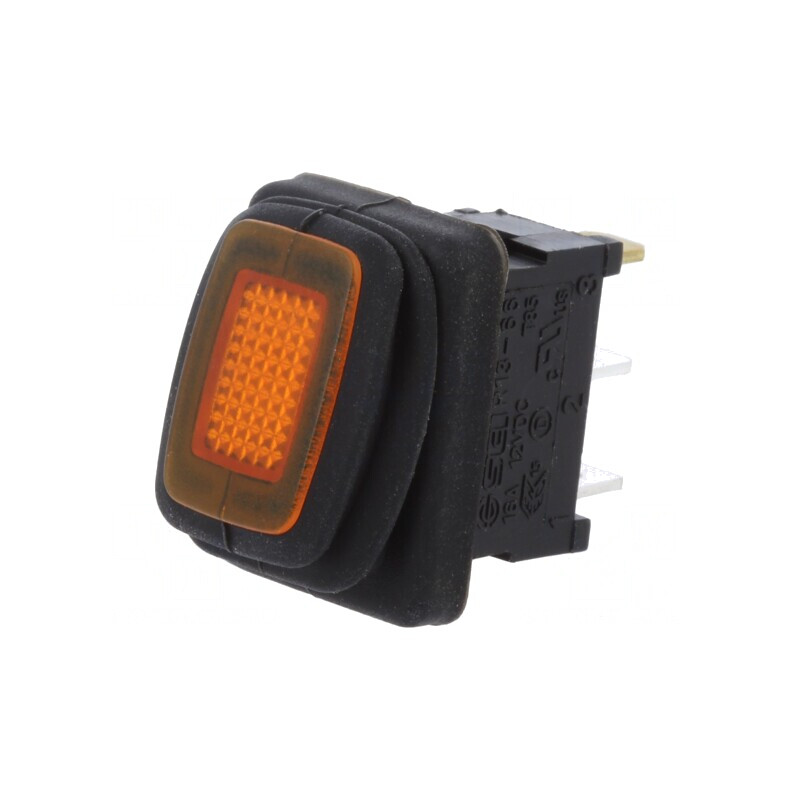 Comutator Rocker Portocaliu LED 12V ON-OFF 16A IP65 | Electronic-mag.ro | Componente Electronice