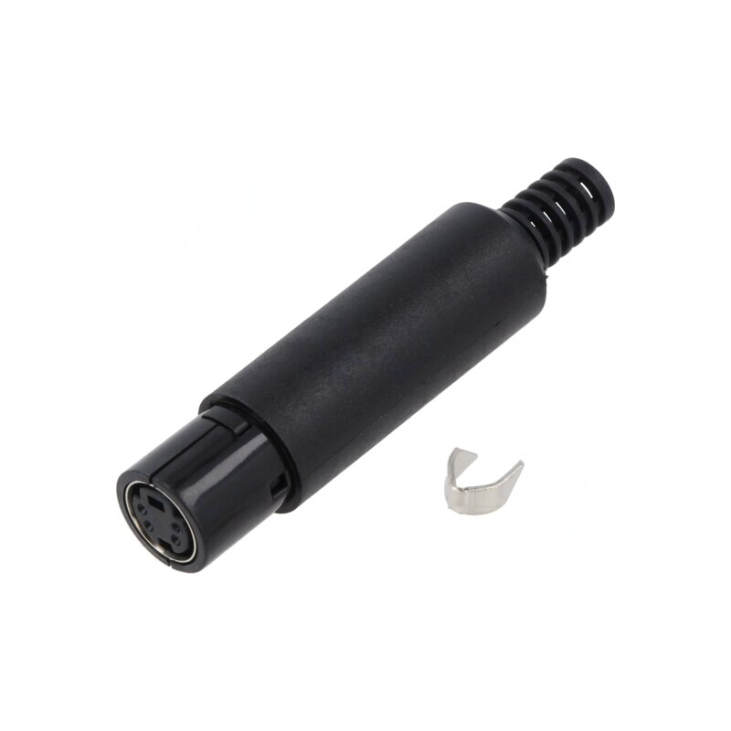 Mufă DIN Mini Mamă 4 Pin Manșon Lipire Cablu Drept | Electronic-mag.ro | Componente Electronice