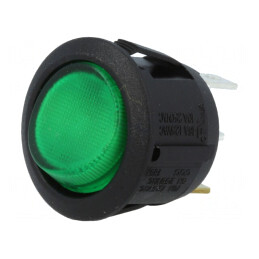 Rocker Switch ON-OFF 10A 250VAC 24VDC Green | Electronic-mag.ro | Componente Electronice