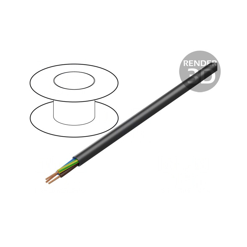 Cablu Electric Negru 3G0.75mm2 Cu Gumă 300V/500V | Electronic-mag.ro | Componente Electronice