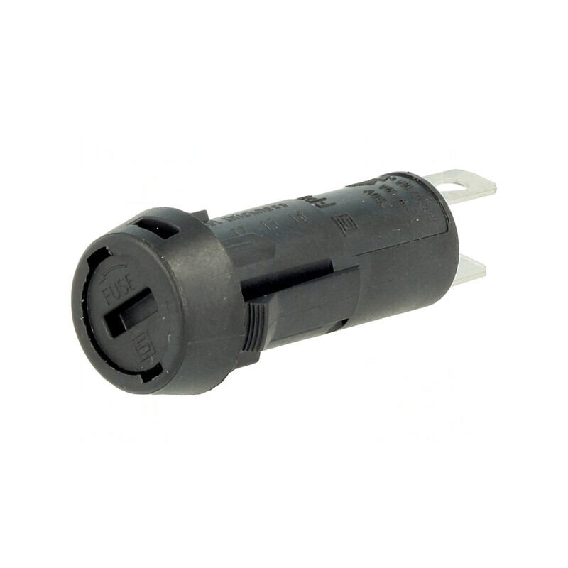 Clemă siguranțe cilindrice 5x20mm 10A neagră 250VAC | Electronic-mag.ro | Componente Electronice