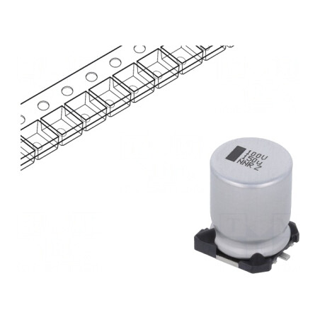 Condensator Electrolitic SMD 150uF 100V 12,5x12,5x16mm | Electronic-mag.ro | Componente Electronice