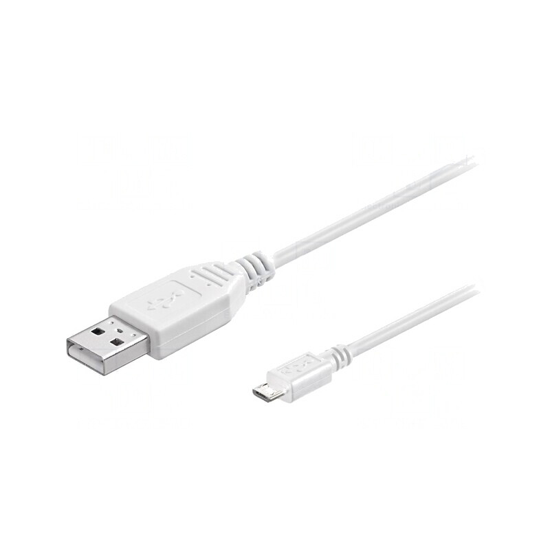 Cablu USB 2.0 A la Micro B 1m Alb | Electronic-mag.ro | Componente Electronice