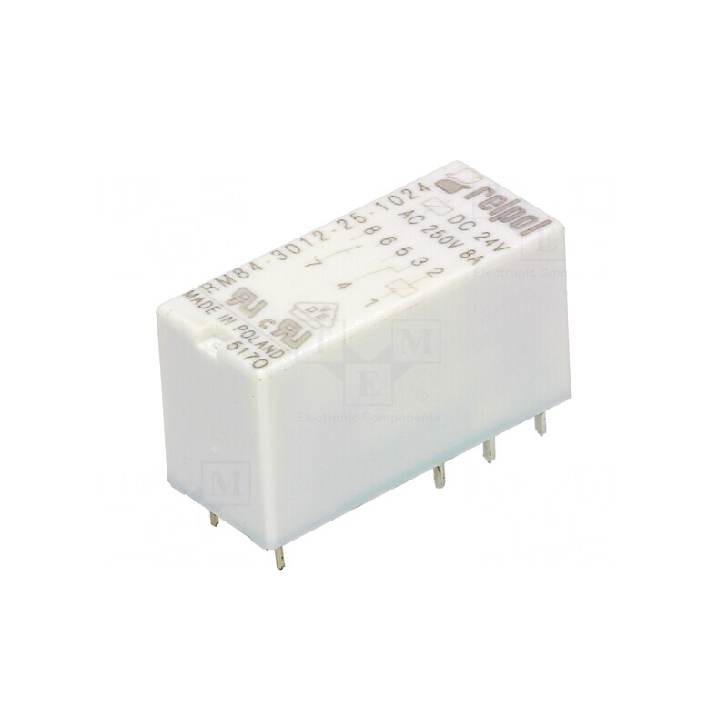 Releu Electromagnetic DPDT 24VDC 8A PCB | Electronic-mag.ro | Componente Electronice