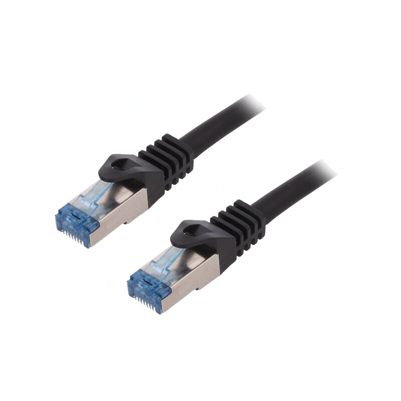 Patch cord negru S/FTP Cat6a 250mm | Electronic-mag.ro | Componente Electronice