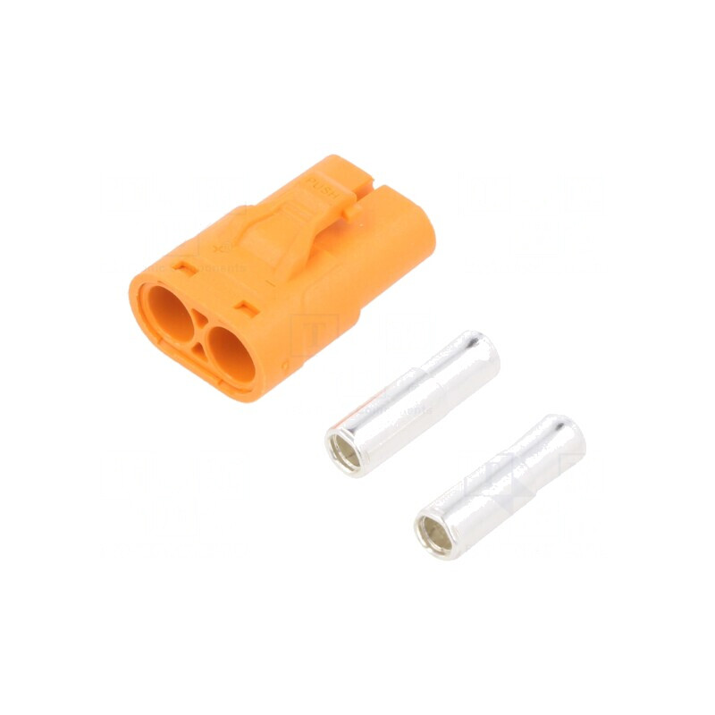 Mufă alimentare DC 2 pini pe cablu portocalie | Electronic-mag.ro | Componente Electronice
