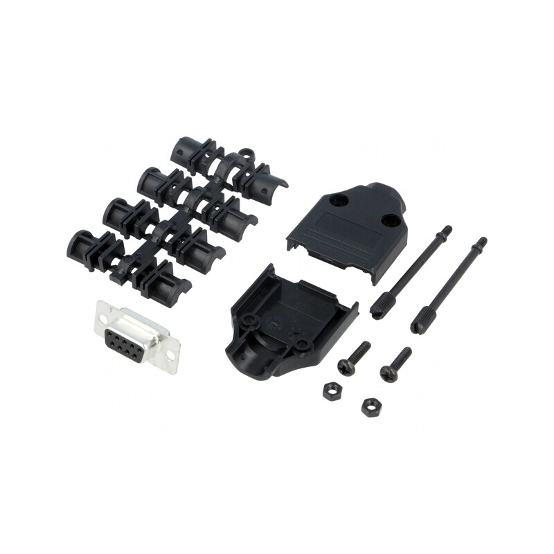 Conector D-Sub 9 pini mufă mamă pentru lipire pe cablu - Set complet | Electronic-mag.ro | Componente Electronice
