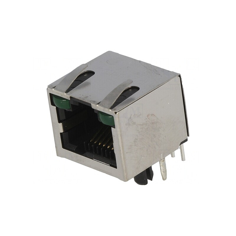 Soclu RJ45 Cat 5 Ecranat cu LED 8p8c THT | Electronic-mag.ro | Componente Electronice