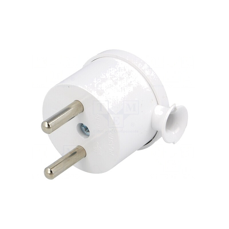 Conector Alimentare AC Tată 2P 230VAC 16A Alb Pe Cablu | Electronic-mag.ro | Componente Electronice