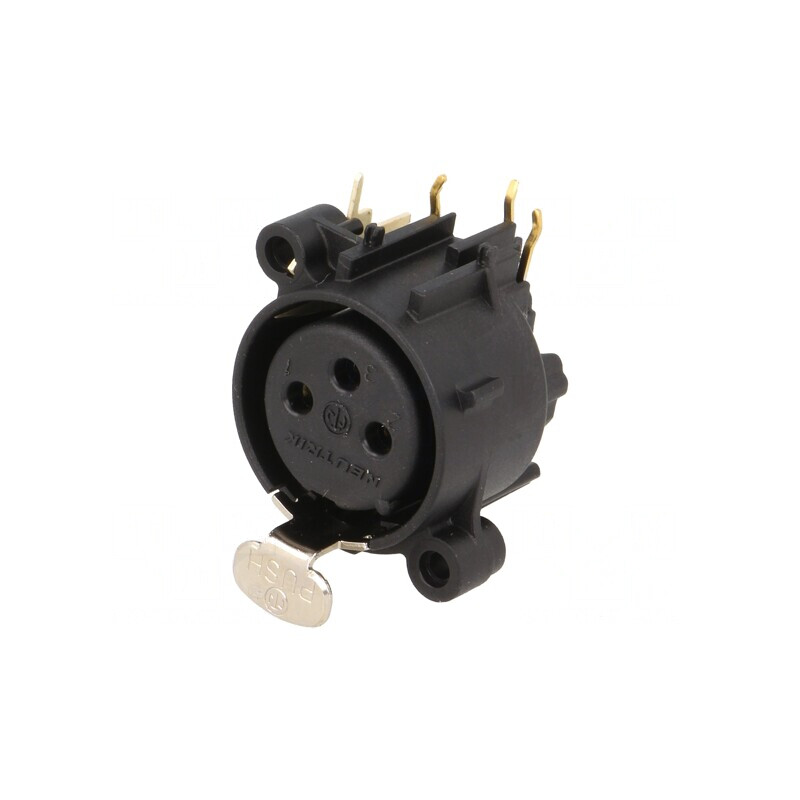 Soclu XLR Mamă 3-Pin 90° THT Negru 6A | Electronic-mag.ro | Componente Electronice