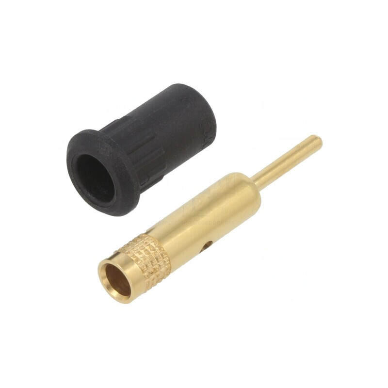 Soclu Banană 4mm Negru Aurit 25A 30VAC 60VDC | Electronic-mag.ro | Componente Electronice