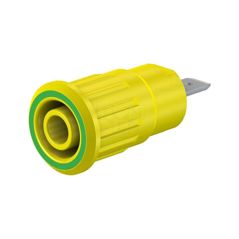 Soclu banană 4mm galben-verde 24A 1kV | Electronic-mag.ro | Componente Electronice