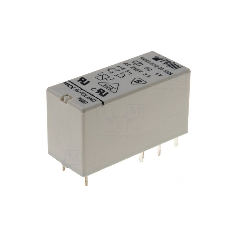 Releu Electromagnetic DPDT 5VDC 8A PCB | Electronic-mag.ro | Componente Electronice