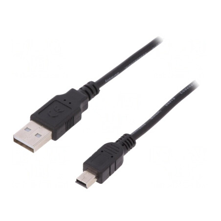 Cablu USB 2.0 A la Mini-B 3m Negru | Electronic-mag.ro | Componente Electronice