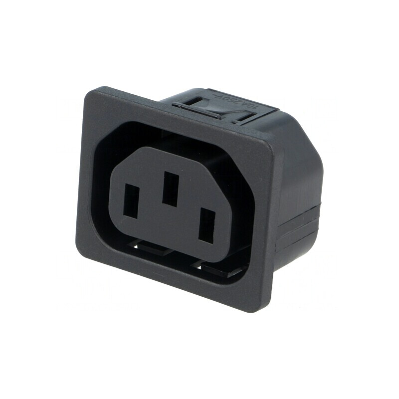 Conector Alimentare AC Soclu Mamă 10A 250V IEC 60320 IP30 | Electronic-mag.ro | Componente Electronice