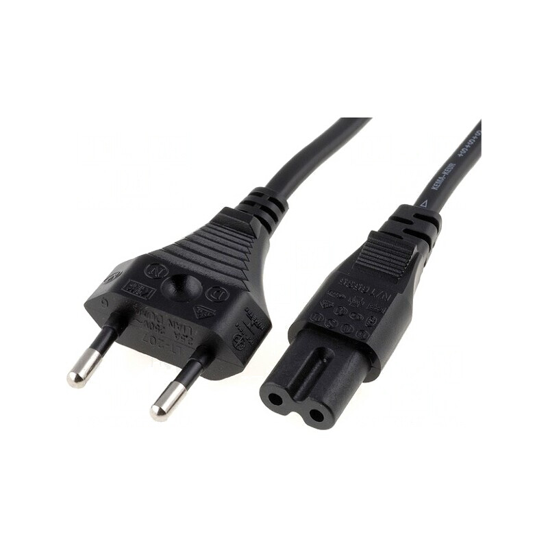 Cablu Alimentare Negru 0.5m 2x0.75mm2 CEE 7/16 la IEC C7 | Electronic-mag.ro | Componente Electronice