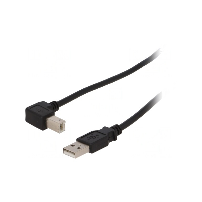 Cablu USB 2.0 A-B Unghi 0,5m Negru | Electronic-mag.ro | Componente Electronice