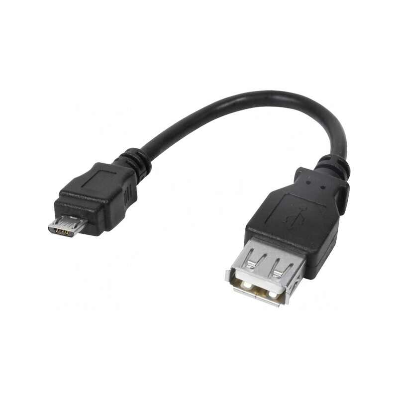 Adaptor USB 2.0 USB A la USB B Micro 80mm Negru | Electronic-mag.ro | Componente Electronice