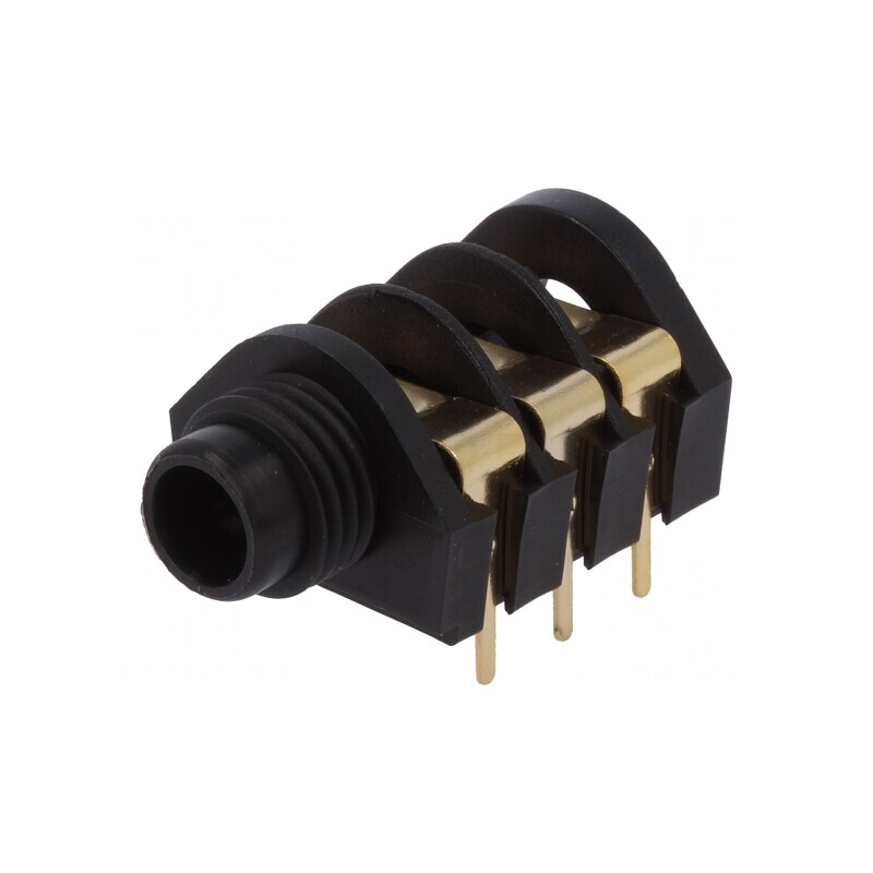 Soclu Jack 6,3mm 3 Piste 90° THT Aurit | Electronic-mag.ro | Componente Electronice