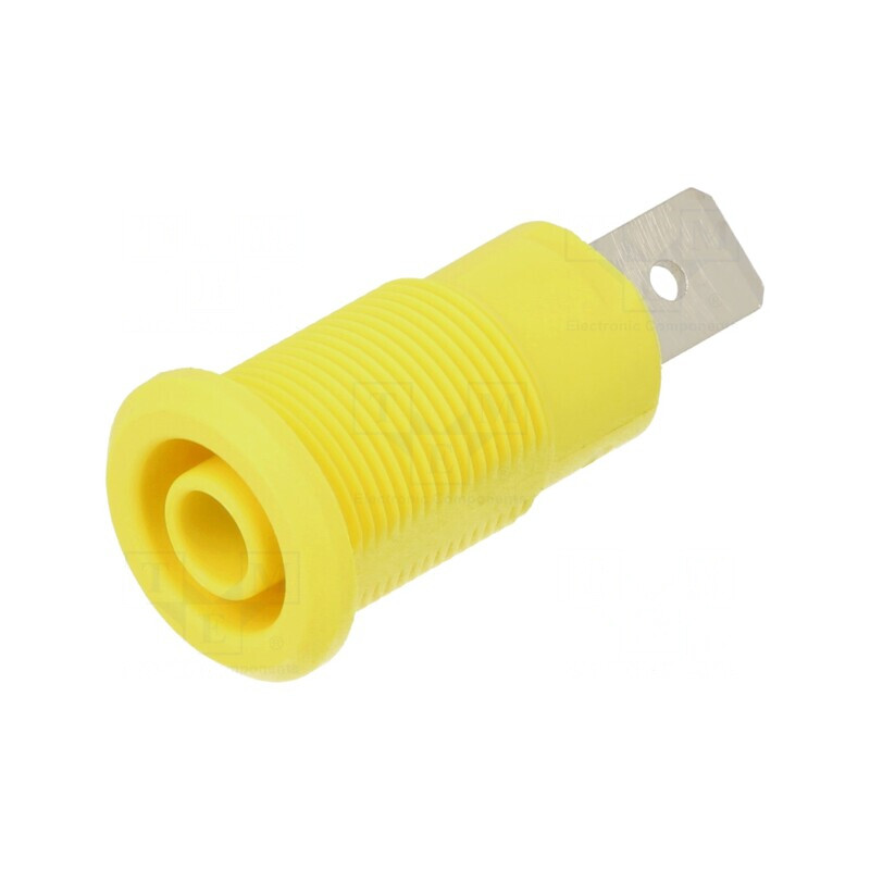 Soclu Banană 4mm 32A 1kV Galben Nichelat | Electronic-mag.ro | Componente Electronice
