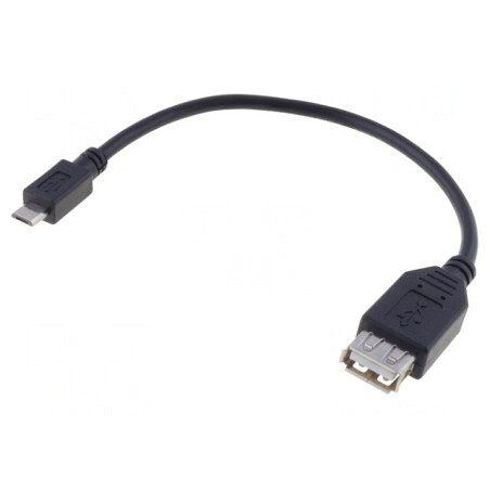 Cablu OTG USB 2.0 A la Micro B 0.2m Negru | Electronic-mag.ro | Componente Electronice