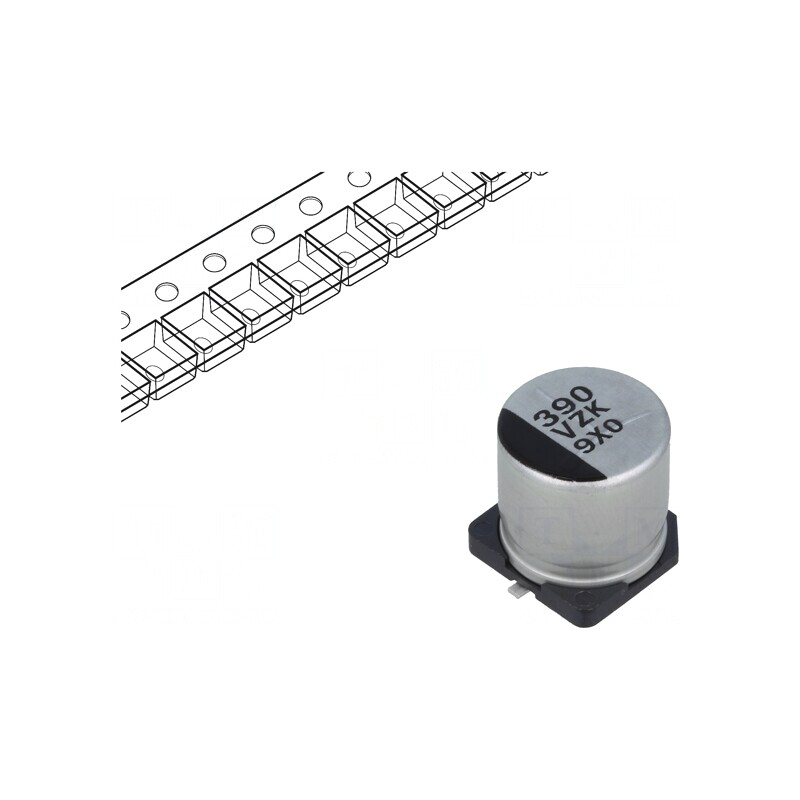 Condensator Hibrid SMD 390uF 35V 20mΩ ±20% 4000h | Electronic-mag.ro | Componente Electronice