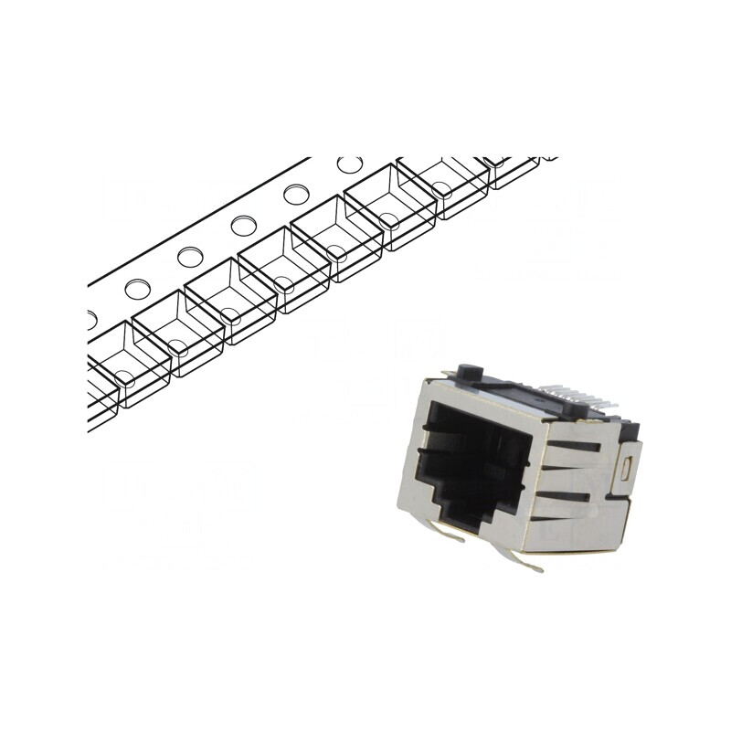 Soclu RJ45 Cat 5 8p8c SMT Orizontal | Electronic-mag.ro | Componente Electronice