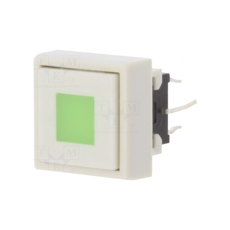 Comutator Tastatură Albă cu LED Verde 2 Pozții DPDT 0.1A 30VDC | Electronic-mag.ro | Componente Electronice