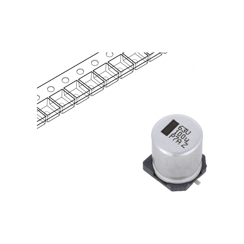 Condensator Electrolitic SMD 100uF 63V 10x10x12mm | Electronic-mag.ro | Componente Electronice