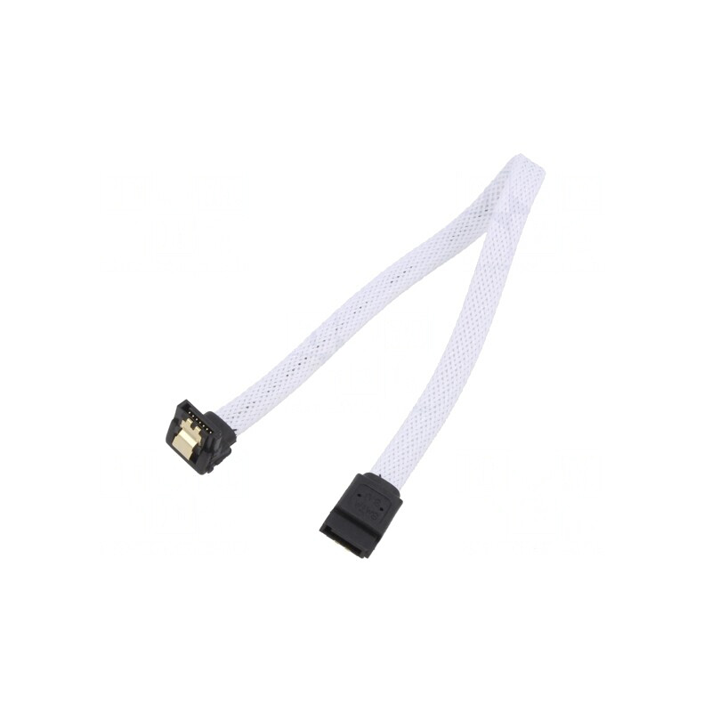 Cablu SATA III Alb 0,3m 90° | Electronic-mag.ro | Componente Electronice
