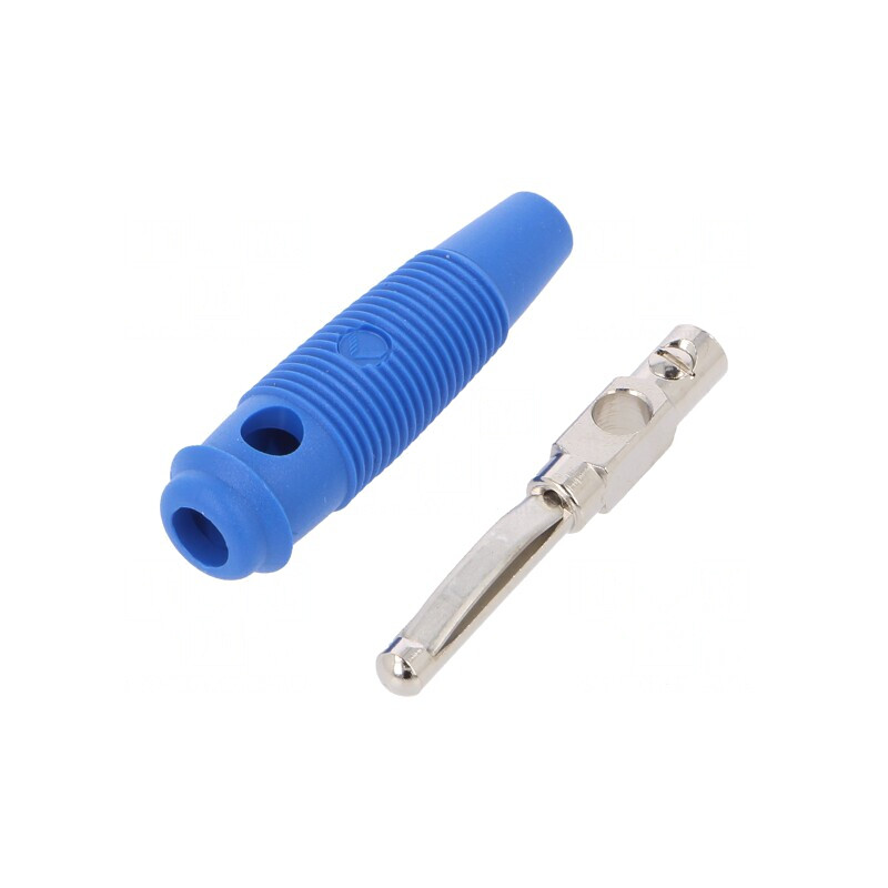 Mufă banană 4mm 16A albastră nichelată | Electronic-mag.ro | Componente Electronice