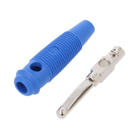 Mufă banană 4mm 16A albastră nichelată | Electronic-mag.ro | Componente Electronice